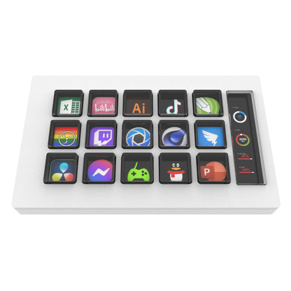 D15 Stream Dock Controller, Production Console for Livestream Audio Video Design, 15 Custom Macro LCD Keys, 1 Side Info Screen Display, Trigger Actions in OBS Studio Streamlabs Twitch YouTube