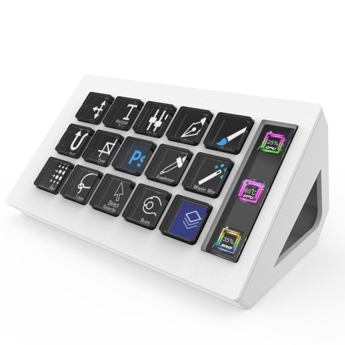 D15 Stream Dock Controller, Production Console for Livestream Audio Video Design, 15 Custom Macro LCD Keys, 1 Side Info Screen Display, Trigger Actions in OBS Studio Streamlabs Twitch YouTube