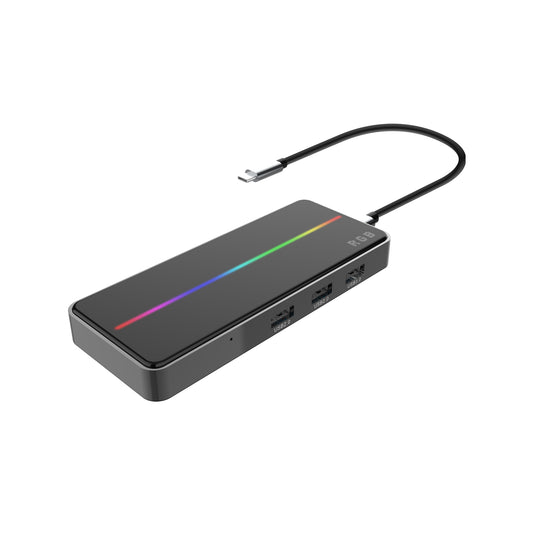 Music Sync USB Type C Hub Dock for Macbook Pro Air OTG 8-in-1 with RGB USB3.1 HD output PD RJ45 SD TF Docking Station