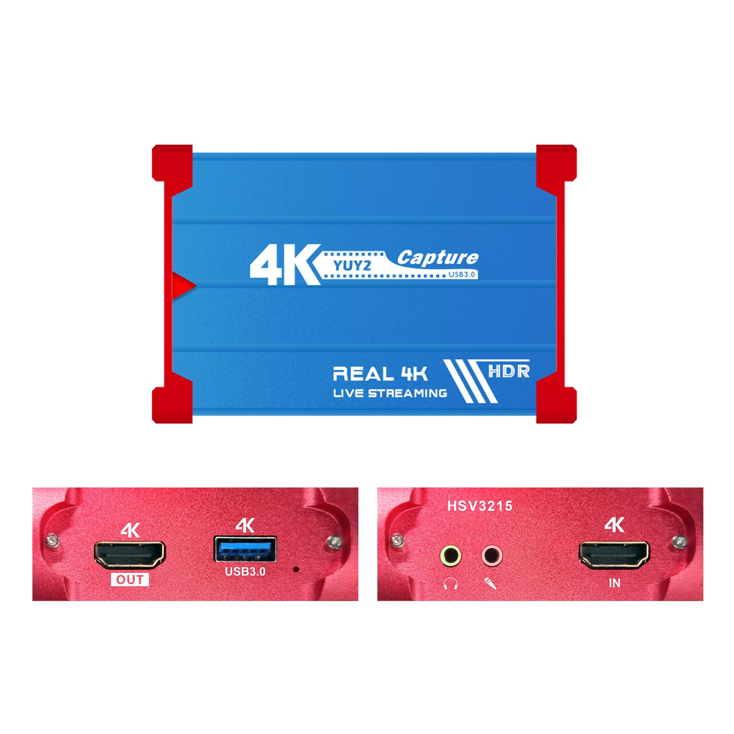 4K HD USB3.0 Game Stream Capture Card with 3.5mm Audio Input and Output Capture Rate 4K@30Hz HDR10